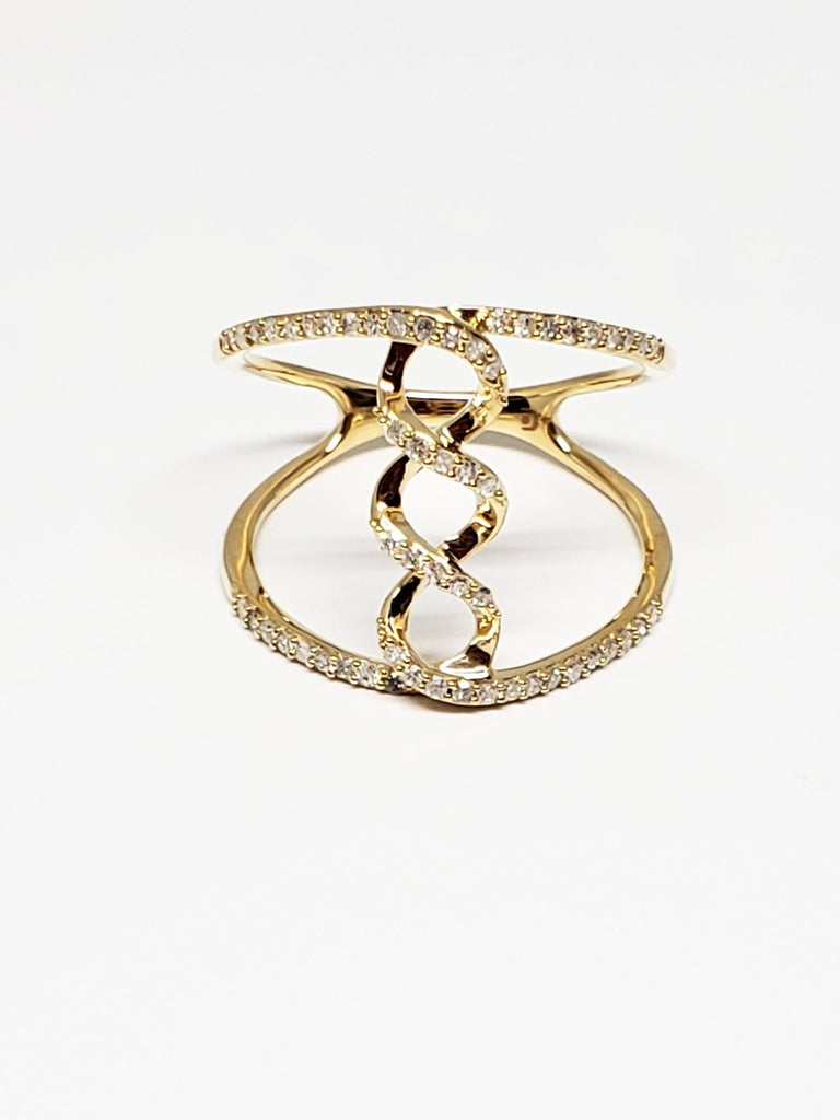  10 K Yellow Gold Open Twist Ring with Diamonds