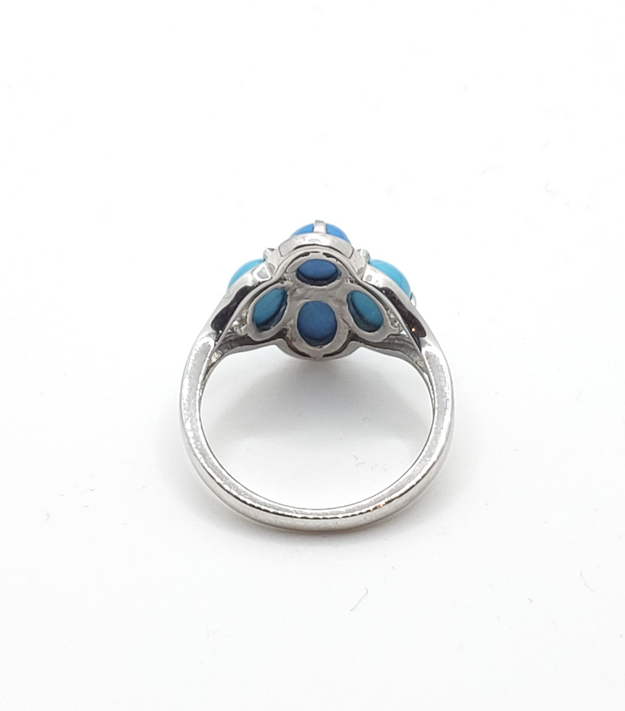  Turquoise and silver 4 stone ring.