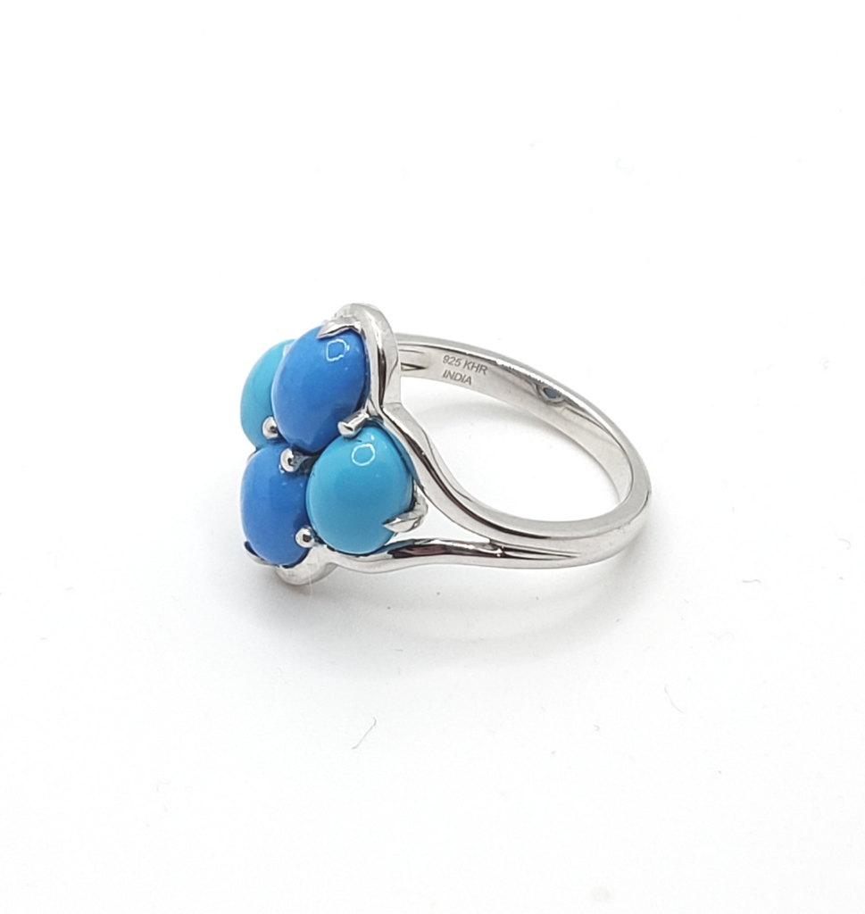  Turquoise and silver 4 stone ring.