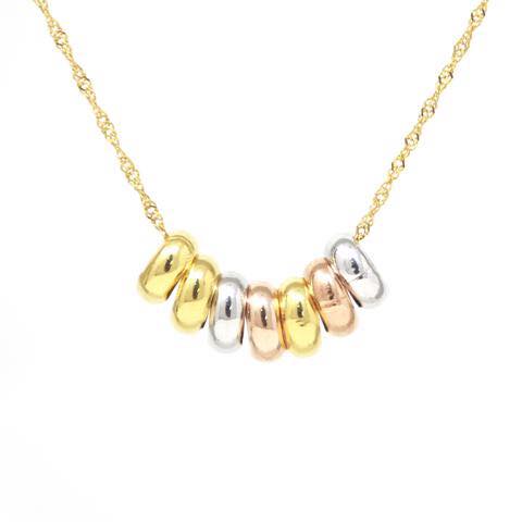  Tri Color 14 K Bead Necklace