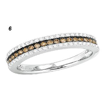  10K White Gold, Chocolate and White Diamond Stack-able Band