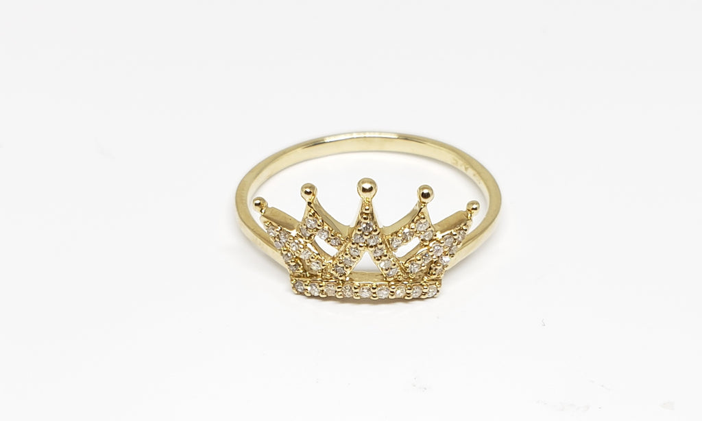  10 K Yellow Gold and Diamond Crown Ring