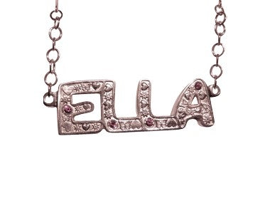  Silver Name Plate with Gemstones