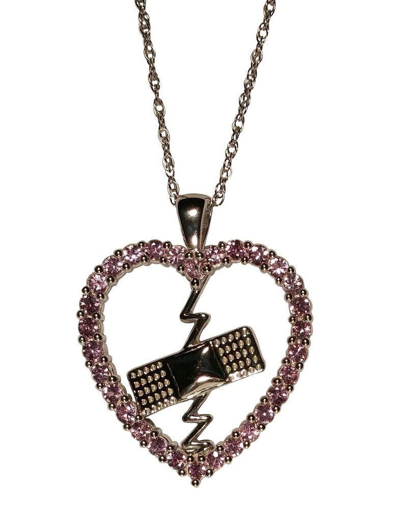  Mended Heart Pendant Pink Sapphires and Silver