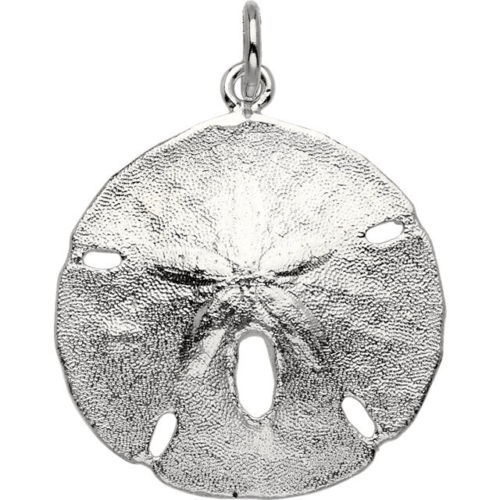  Solid Sterling Silver Sand Dollar Pendant with 16" rope chain (Not Plated)