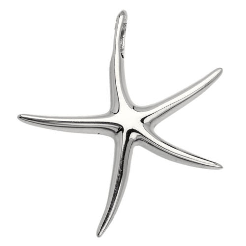  Solid Sterling Silver Starfish Pendant with 16" rope chain (Not Plated)