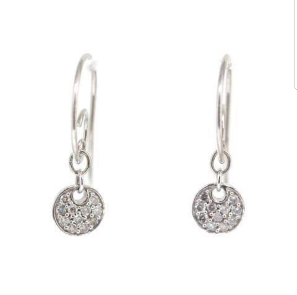  14 K White Gold and Diamond Swirl Drop Earrings