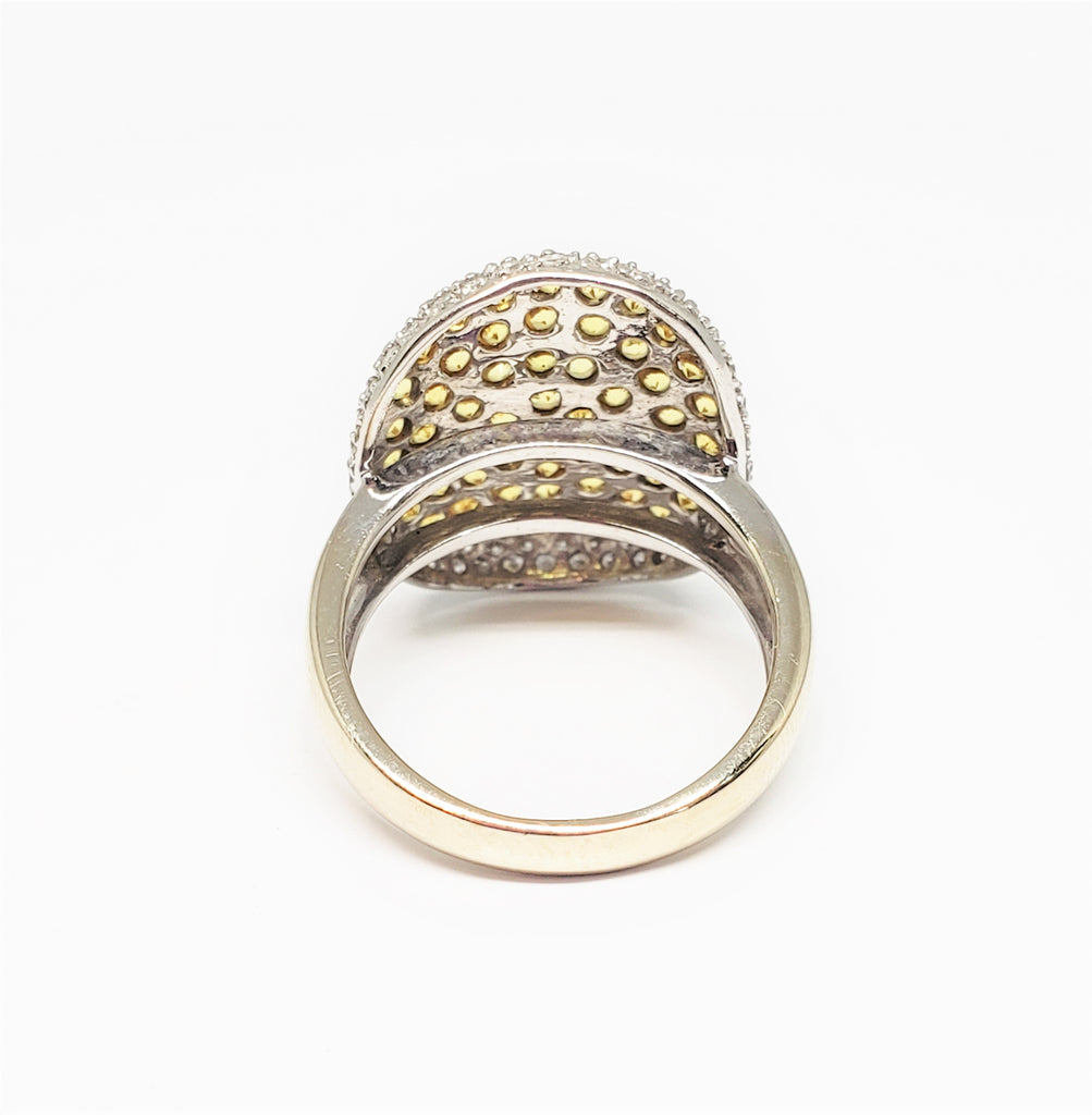  14 K White Gold and Yellow Sapphire Pave Ring